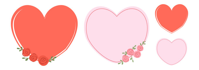 Valentine's day icon sign with hearts and rose flower isolated on white background vector.