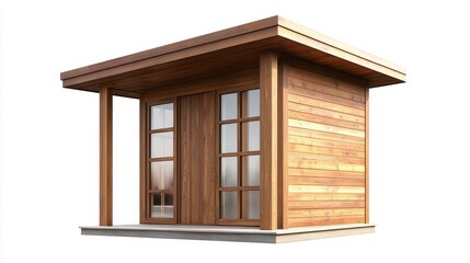 Modern Wooden Cabin with Large Windows and Simple Design