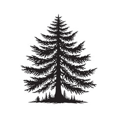Hemlock Tree silhouette with a structured and balanced composition - Hemlock tree silhouette - Hemlock tree vector - Hemlock tree illustration - Hemlock silhouette - Hemlock vector
