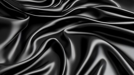 Fototapeta premium Elegant Draped Black Silk Fabric Texture