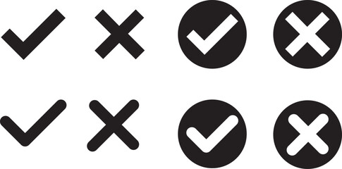 Check Mark Cross Icons: Approval Rejection Symbols,
Tick X Graphics: Yes No Confirmation, Accept Decline Icons: Positive Negative Marks.