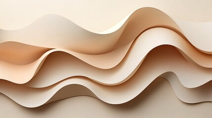 Obraz premium Abstract Beige Paper Wave Layers Design