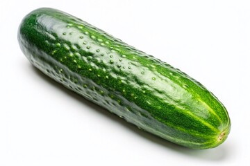 Fresh Single Cucumber Isolated on White Background - High Resolution Stock Photo