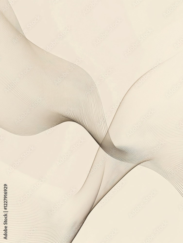 Poster Delicate curves and waves create an abstract design with soft, flowing lines on a light background. Generative AI