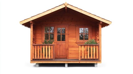 Charming Wooden Cabin with Porch and Greenery