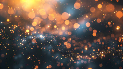 Obraz premium A vibrant, abstract background featuring shimmering bokeh lights in warm tones.