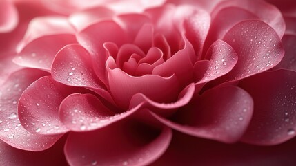 Obraz premium Dew-kissed pink rose close-up, blurred background, romantic