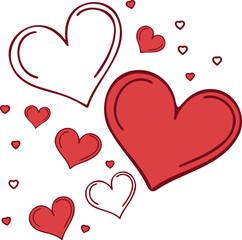 Romantic Red and White Hand-Drawn Heart Illustration in a Minimalist Digital Vector Art Style for Valentine’s Day Love and Wedding Themed Designs