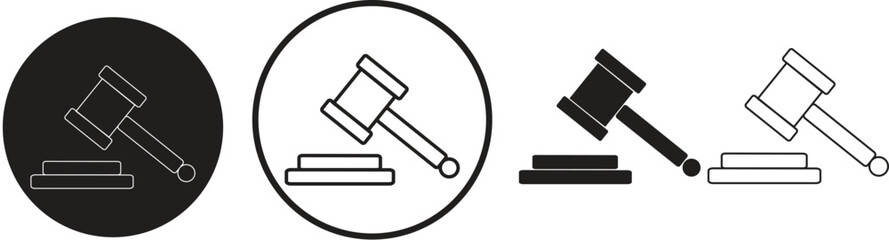 Judge Gavel Icon Set: Legal Judgment Symbols, Law Hammer Graphics: Court Auction Icons, Justice Gavel Collection: Legal System Symbols.