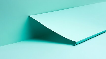 Aqua Paper Curls Gently On Smooth Surface