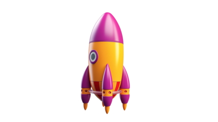 Cartoon Rocket Ship Illustration Purple and Orange Spacecraft Design  Ideal for Kids Book App Icon Website Design Game Asset and Educational Materials