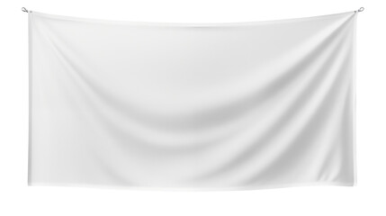 Blank White Fabric Banner Hanging Mockup Perfect for Branding Advertising and Web Design Projects