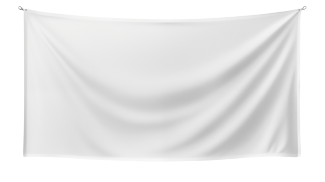 Blank White Fabric Banner Hanging Mockup Perfect for Branding Advertising and Web Design Projects