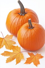 Pumpkins and Autumn Leaves