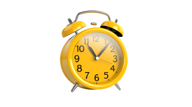 Vibrant Yellow Alarm Clock on Black Background Time Management Punctuality and Morning Routine Concept for Web Design Branding and Marketing Materials