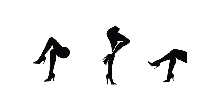 high heels leg vector set illustration on white background. woman high heels leg.