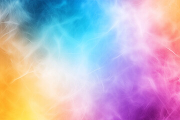 Colorful gradient background with smooth, grainy texture, blending shades of blue, purple, orange, and white, creating vibrant and dynamic visual effect