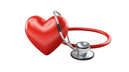 3D Render of Red Heart with Stethoscope for Healthcare Medical Cardiology Concepts  Perfect for websites blogs presentations and marketing materials  Illustrative image for health and wellness