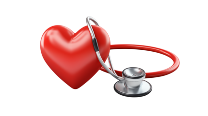 3D Render of Red Heart with Stethoscope for Healthcare Medical Cardiology Concepts  Perfect for websites blogs presentations and marketing materials  Illustrative image for health and wellness
