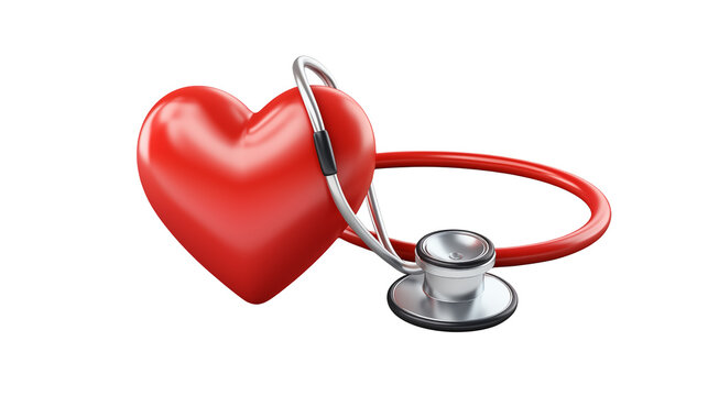 3D Render of Red Heart with Stethoscope for Healthcare Medical Cardiology Concepts  Perfect for websites blogs presentations and marketing materials  Illustrative image for health and wellness
