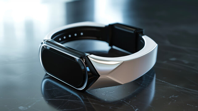 A sleek, modern smartwatch with a black face and silver accents.