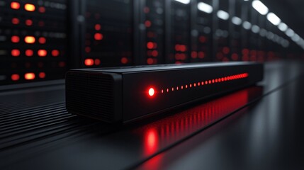 high-tech data server with red led lights for modern data centers