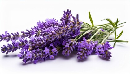 tiwgs of lavender flowers isolated on white background