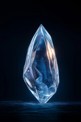 Obraz premium stunning crystal formation with sharp edges and reflective surface, illuminated against dark background, creating captivating visual effect