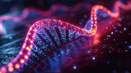 stuning dna helix design: a vibrant digital representation of genetics and innovation