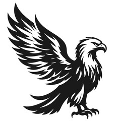 Obraz premium Clean black and white vector silhouette of eagle on white background
