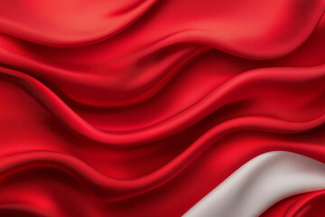 Obraz premium Luxurious red silk satin fabric with smooth, wavy texture, creating elegant and rich background. subtle white accent adds depth and contrast to vibrant red