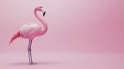 Flamingo on pink backdrop