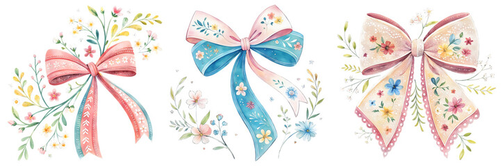 Elegant Floral Ribbons Collection for Design Projects