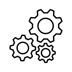 Gear icon set. Gear Settings symbol, cogwheel. Functions symbol. Settings icon vector Illustration.
