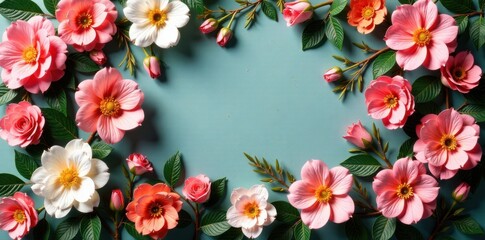 Artificial flowers wall in vintage style, floral, artificial