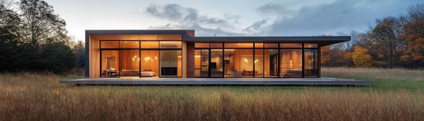 Fototapeta premium Minimalist homes display clean lines and sustainable decor.