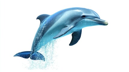 Leaping Dolphin Splash Isolated Ocean