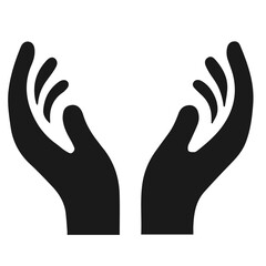 Fototapeta premium Clean black and white vector silhouette of care hands on white background