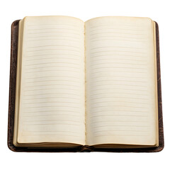 Open journal blank pages writing isolated on transparent background