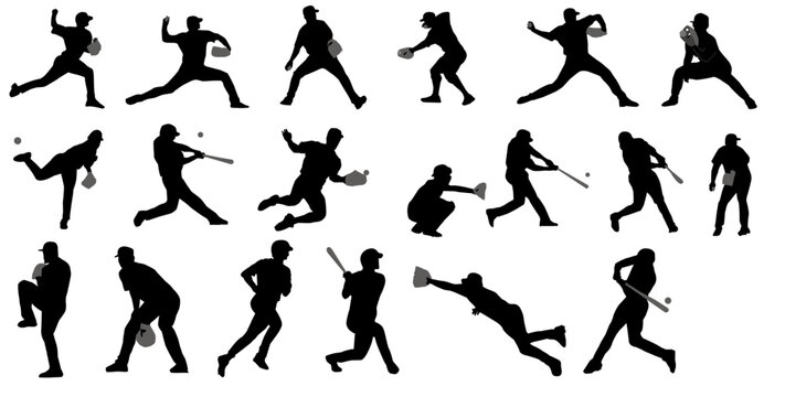baseball players' silhouette