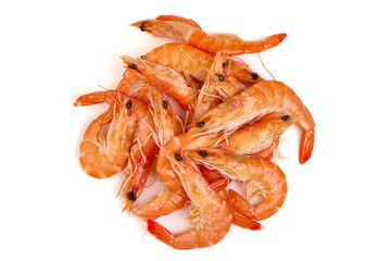 Shrimps, king prawns, isolated on white background.