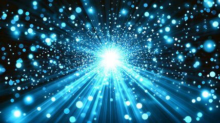 Naklejka premium Blue light burst, cosmic background, energy, design