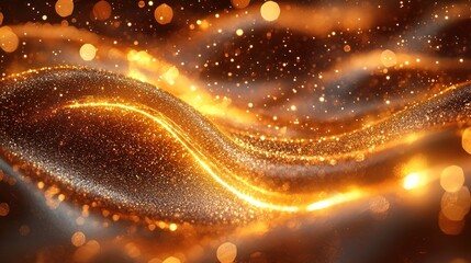 Golden Glitter Wave Abstract Background Design