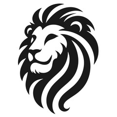 Clean black and white vector silhouette of lion king on white background