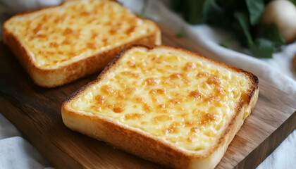 Fototapeta premium Tasty pizza toast on table, closeup view