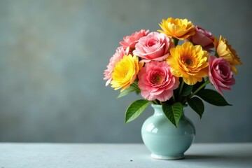 A collection of vibrant flowers in a delicate vase, flowers, botanical