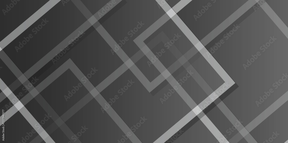 Poster abstract seamless random geometric black and gray square lines pattern on a transparent background d