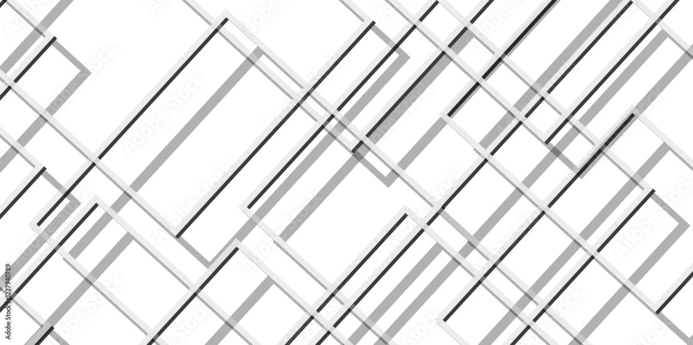 Poster abstract seamless random geometric white, gray square lines pattern on a transparent background desi