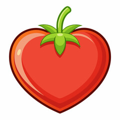 tomato in heart shaped isolated on white background. Heart-Shaped Tomato Icon for AI and Food-Themed Designs.