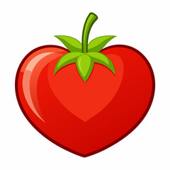 tomato in heart shaped isolated on white background. Heart-Shaped Tomato Icon for AI and Food-Themed Designs.